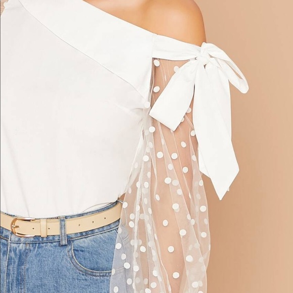 CHARLIZE Polka Dot sheer sleeve blouse - Picture 4 of 5